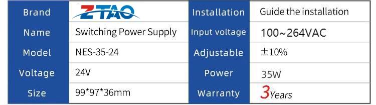 NES-35-24 Single Output Voltage 12V 3A 24V 1.5A 35W AC to DC Switching Power Supply