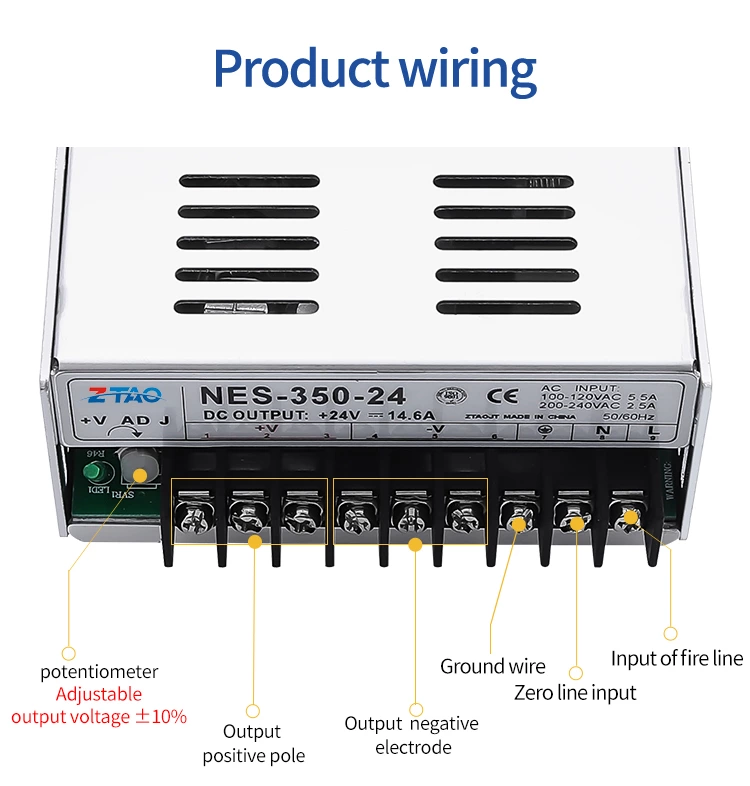 NES-350-24 24V 350W 14.6A AC to DC 12 volt Switch Mode Power Supply  for LED driver