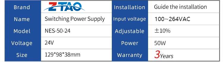 5V 12V 24V 36V 50W 24V 2.2A DC Switching Power Supply for Advertising Light Boxes