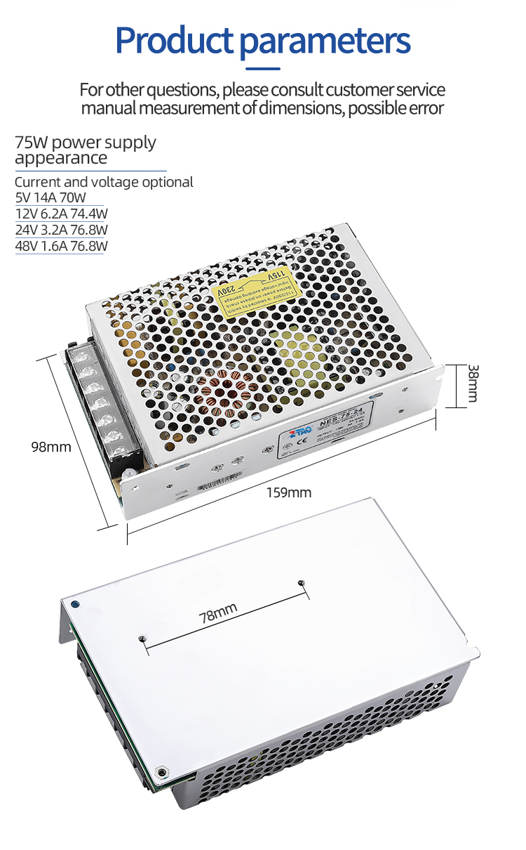 Single Output NES-75-24 24V 3.2A 12V 6.2A 75W Ac Dc Smps  LED Driver Power Supply