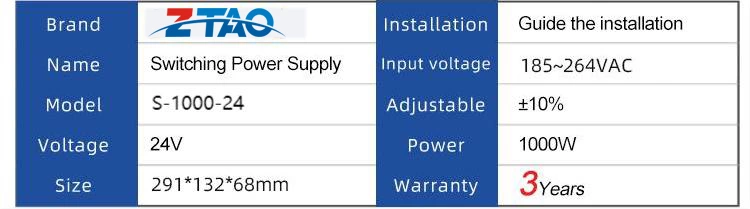 Smps 1000W 41.6A S-1000-24 Constant Voltage 24V Ac to Dc Cctv Switching Power Supply