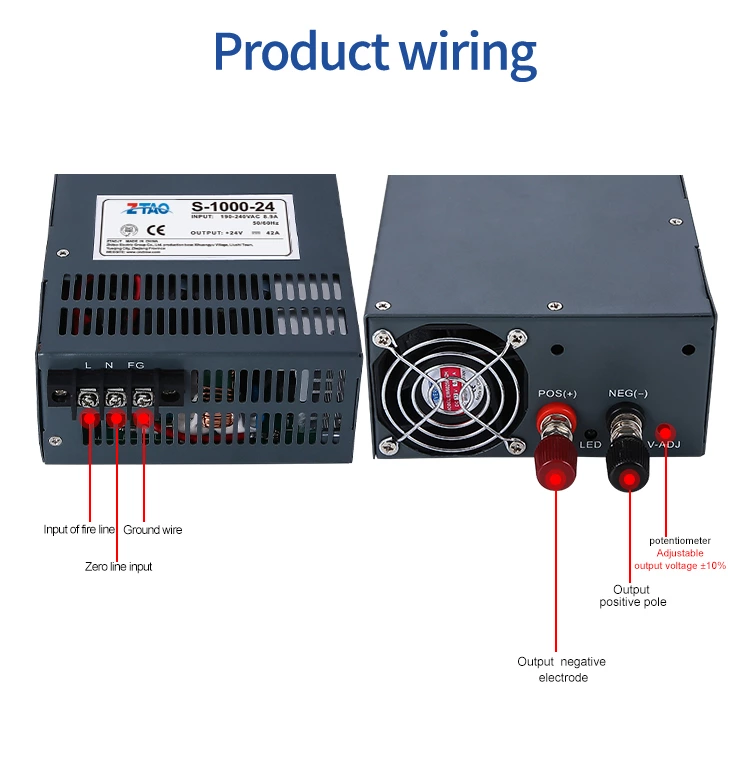 Smps 1000W 41.6A S-1000-24 Constant Voltage 24V Ac to Dc Cctv Switching Power Supply