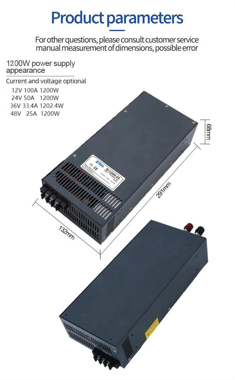 S-1200-12 Single Output 12V 100A 1200w AC to DC Switching Power Supply