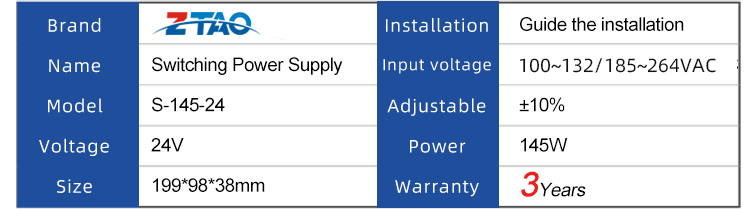 Constant Voltage 24V 145w PSU AC DC Switching Power Supply