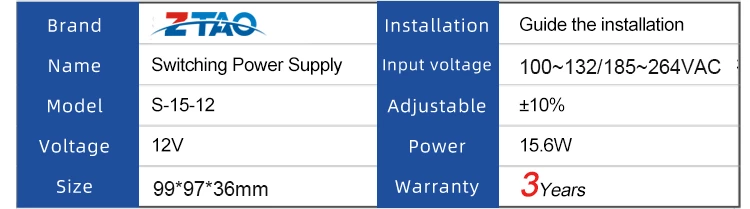 AC to DC 12v Smps 15w 1.25A Led Driver Switching Mode Power Supply