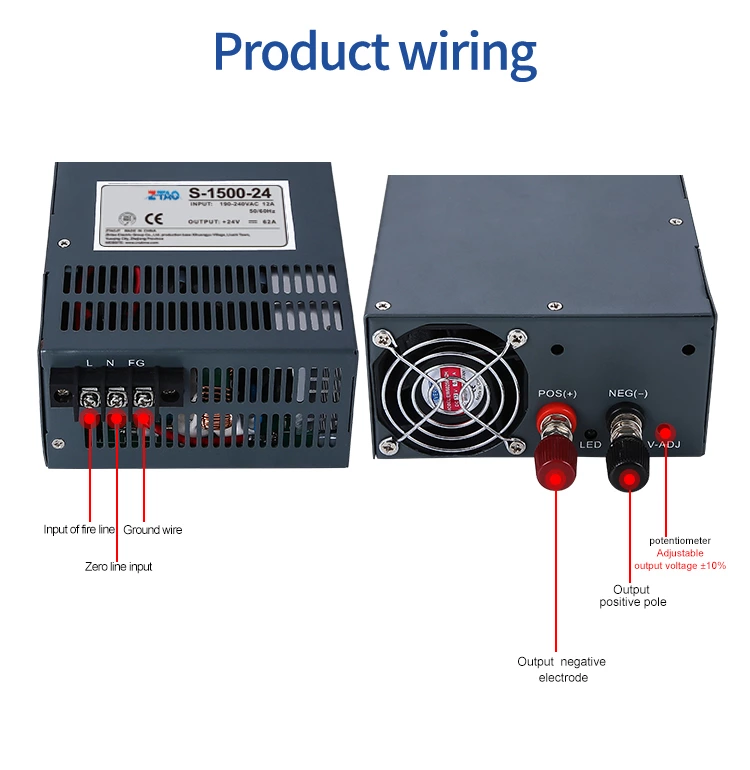1500W 12v 24v 36v 48V Single output High efficiency Switching Power Supply