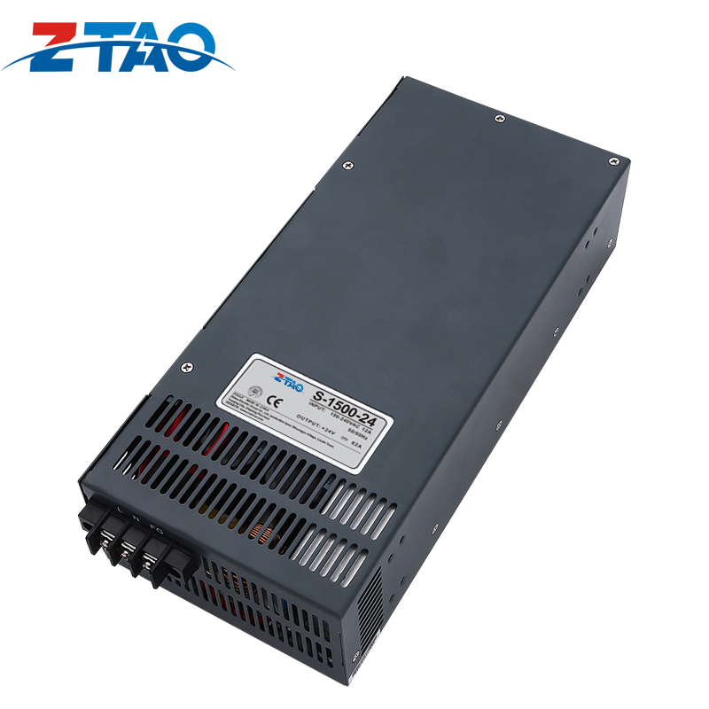 High Quality S-1500-24 Led Lighting Smps 1500w 24v 62.5A Ac to Dc Switching Power Supply with Fan Supply