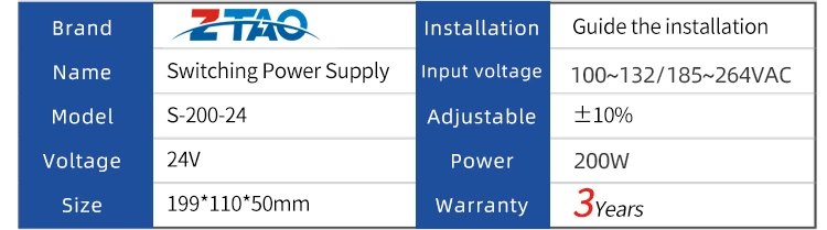 Hot Sale 24V 8.3A 200W Switching Power Led Driver Dc Constant Voltage Power Supply