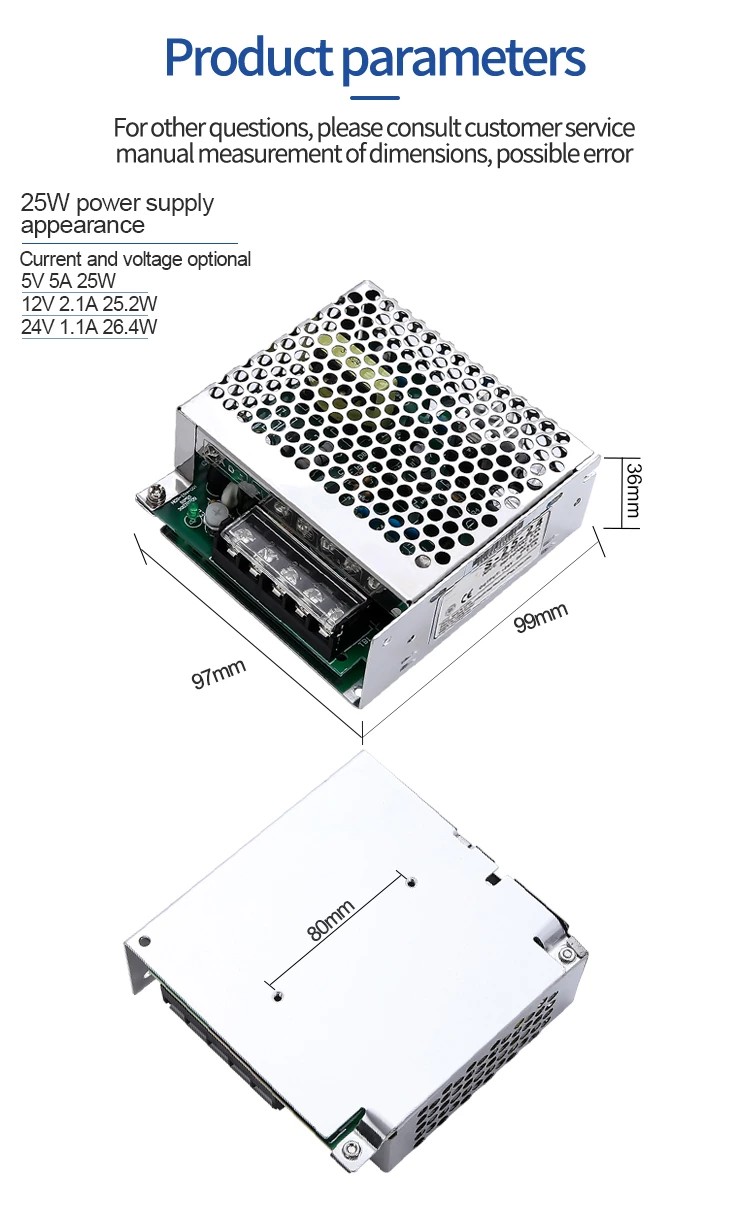 Singe Output 25W 12v 2amp smps Led Driver DC  diy Switching Power Supply
