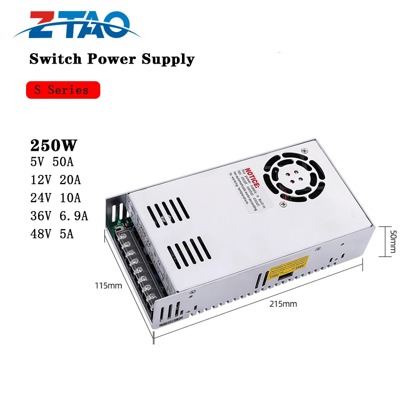 Factory Selling 24v 10a Led Dc S-250-24 250w Led Light Switch Mode Power Supply for 3D Printer