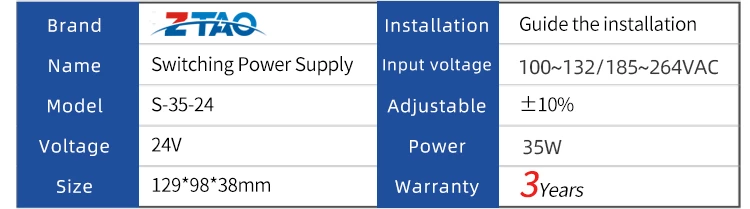 SMPS Single Output 12V 3A 35W  AC DC Switching Mode Power Supply