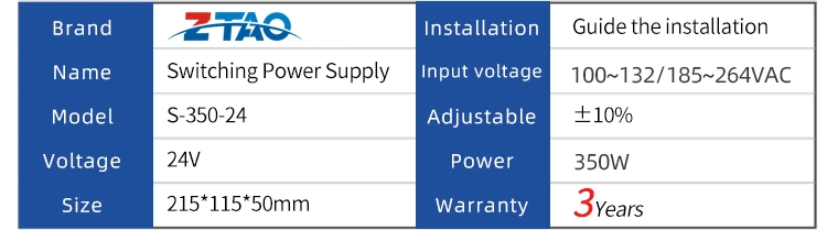 350W 24V AC to DC Switching Power Supply 24v 15a for Automation equipment