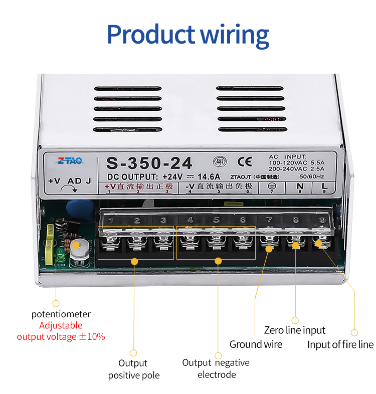 350W 24V AC to DC Switching Power Supply 24v 15a for Automation equipment