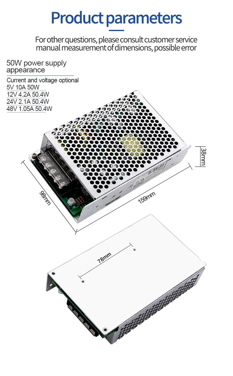 S-50-24 AC to DC 24v  50w 2.1A Switching Power Supply for Led