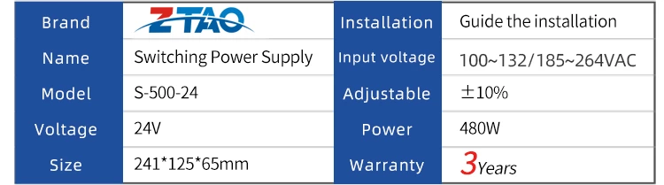 AC to DC 24v 20a 500w  smps Single Output DC Switching Power Supply 48v 10a