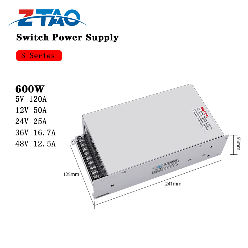 600W 24V 25A DC Switching Power Supply 12v 50a for Industrial Control Equipment