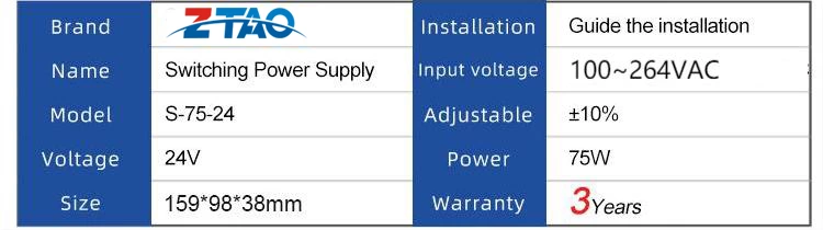 Single Output 12V 75w 6.3A DC Switching Power Supply for Industrial control