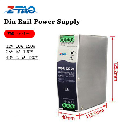 WDR-120-24 24 Vlot 5A 120W DIN Rail SMPS LED Switching Power Supply