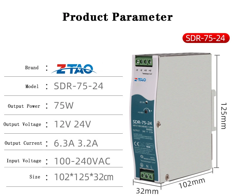 SDR-240-24 24V 10A 48V 5A DC Pfc DIN Rail SMPS Switching Power Supply