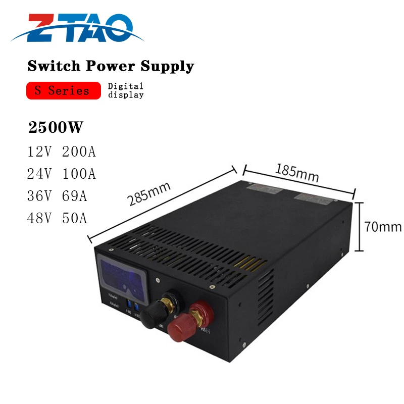 Single Output S-2500-24 24v 2500w 104a High Power Variable 2500w Dc Regulated Digital Display Power Supply