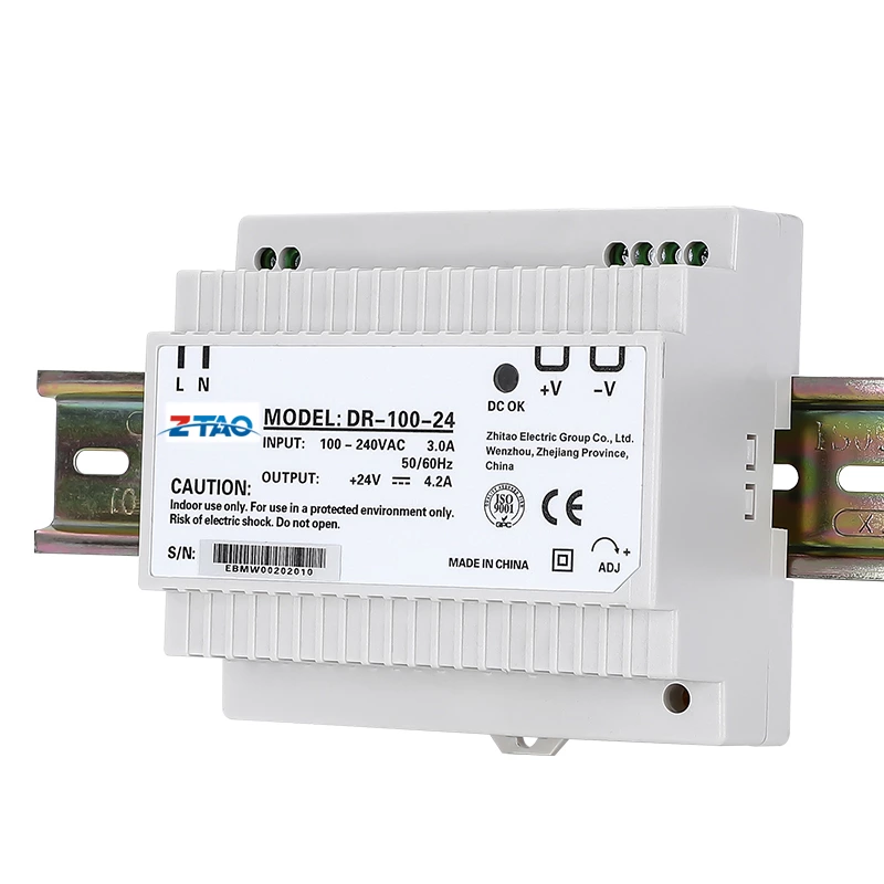 Dr-100-24 Slim Type 100w Dc 12v 7.5A 24v 4.2A Ac to Dc Din Rail Switching Power Supply