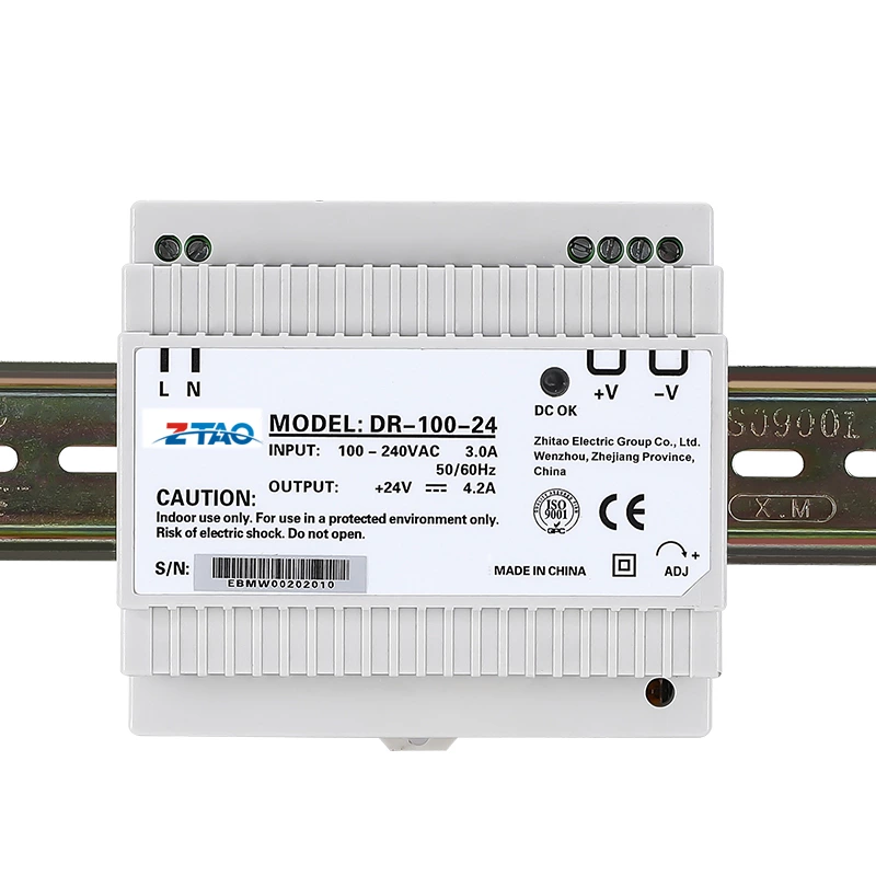 Dr-100-24 Slim Type 100w Dc 12v 7.5A 24v 4.2A Ac to Dc Din Rail Switching Power Supply