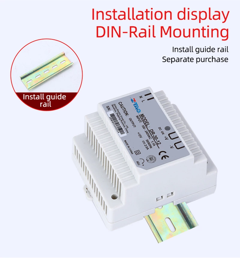 DR-45-24 DIN Rail Single Output ZTAOJT 45W 24V 2A Led Switching Power Supply