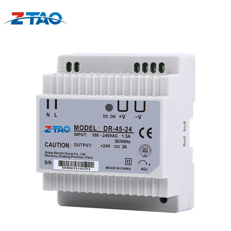 DR-45-24 DIN Rail Single Output ZTAOJT 45W 24V 2A Led Switching Power Supply