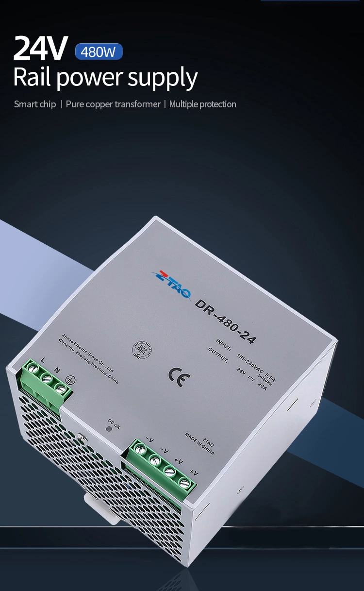 DR-480 480W 20A 24Vdc Din Rail Power Supply 12v dc to 24v dc Din-Rail Switching Power Supply