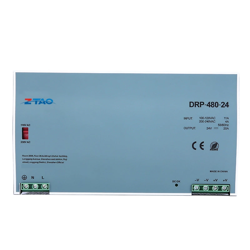 DRP-480-24 24 Voltage 480W Ac Dc 20A 48V 10A DC Transformer Din Rail Power Supply Industrial Control