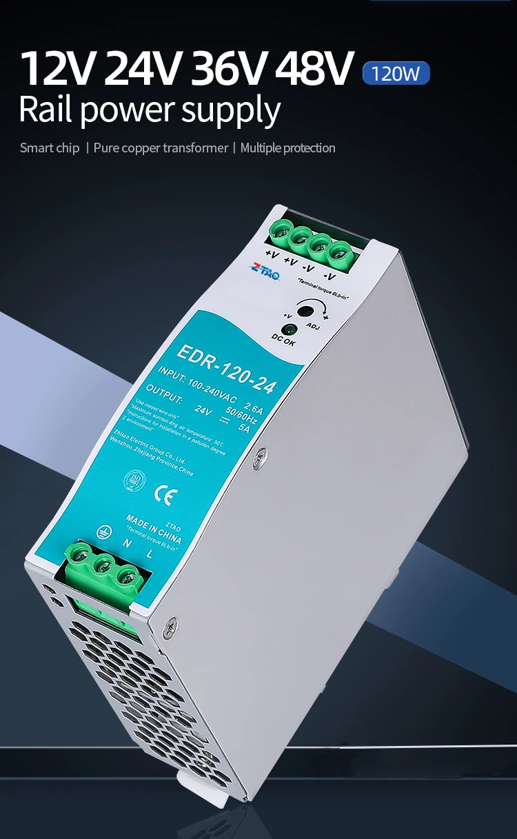 120W EDR-120-24 24V 5A 12V 10A 120W Din Rail Switching Mode Power Supply