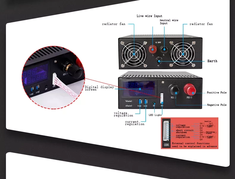 Single Output S-2500-24 24v 2500w 104a High Power Variable 2500w Dc Regulated Digital Display Power Supply