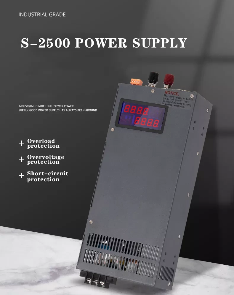 Single Output S-2500-24 24v 2500w 104a High Power Variable 2500w Dc Regulated Digital Display Power Supply