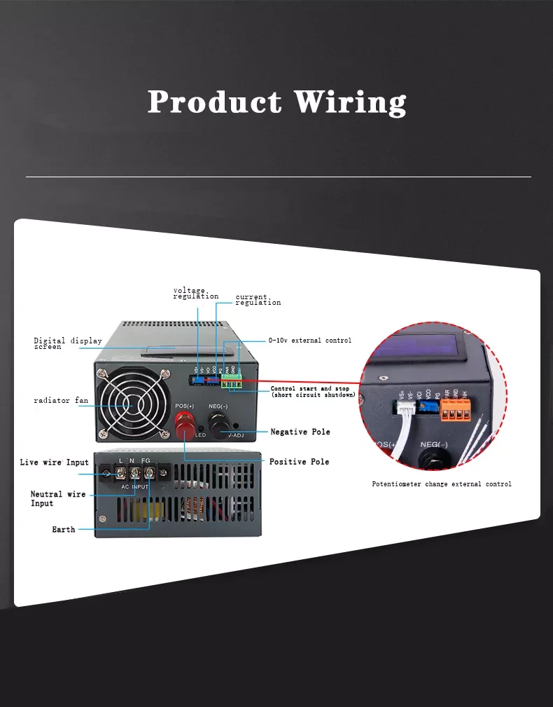Single Output S-2500-24 24v 2500w 104a High Power Variable 2500w Dc Regulated Digital Display Power Supply