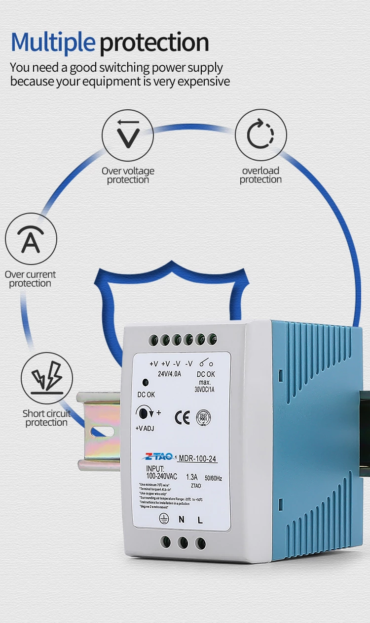 MDR-100-24 12v 7.5A 24v 4A 48v 2A 100W Led Driver Ac Dc Switching Power Supply