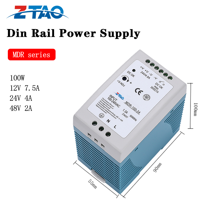 MDR-100-24 12v 7.5A 24v 4A 48v 2A 100W Led Driver Ac Dc Switching Power Supply