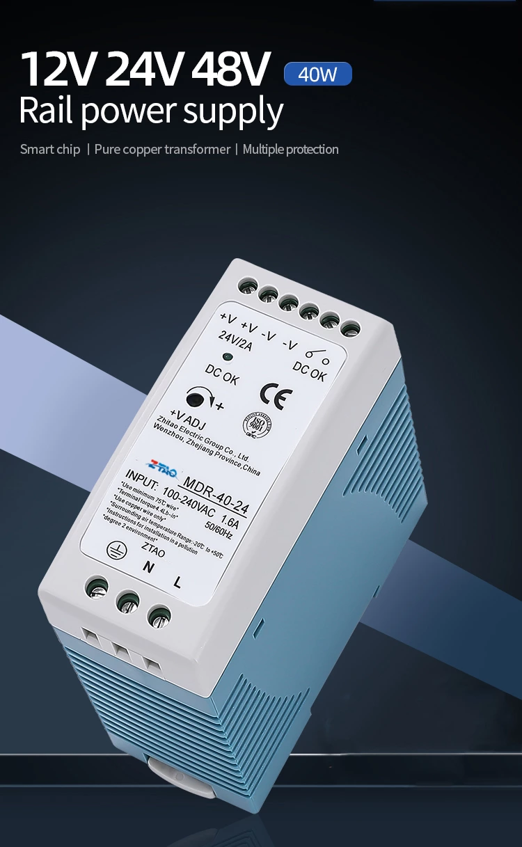 MDR-40-24 LED Driver Din Rail 5V 6A 12V 3.3A 15V 1.7A 24V 0.83A Fuente Conmutada Switching Power Supply