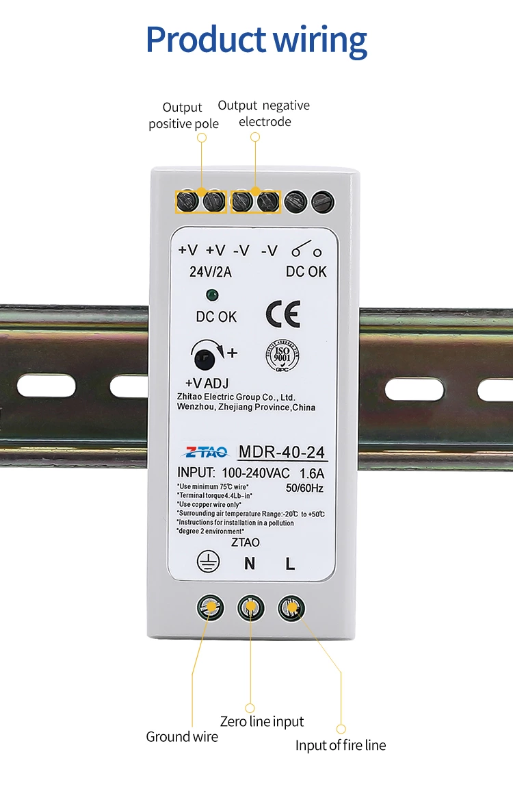 MDR-40-24 LED Driver Din Rail 5V 6A 12V 3.3A 15V 1.7A 24V 0.83A Fuente Conmutada Switching Power Supply