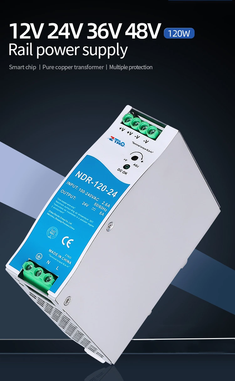 Industrial DIN RAIL 12V 24V 48V 120W DC Switching mode Power converter