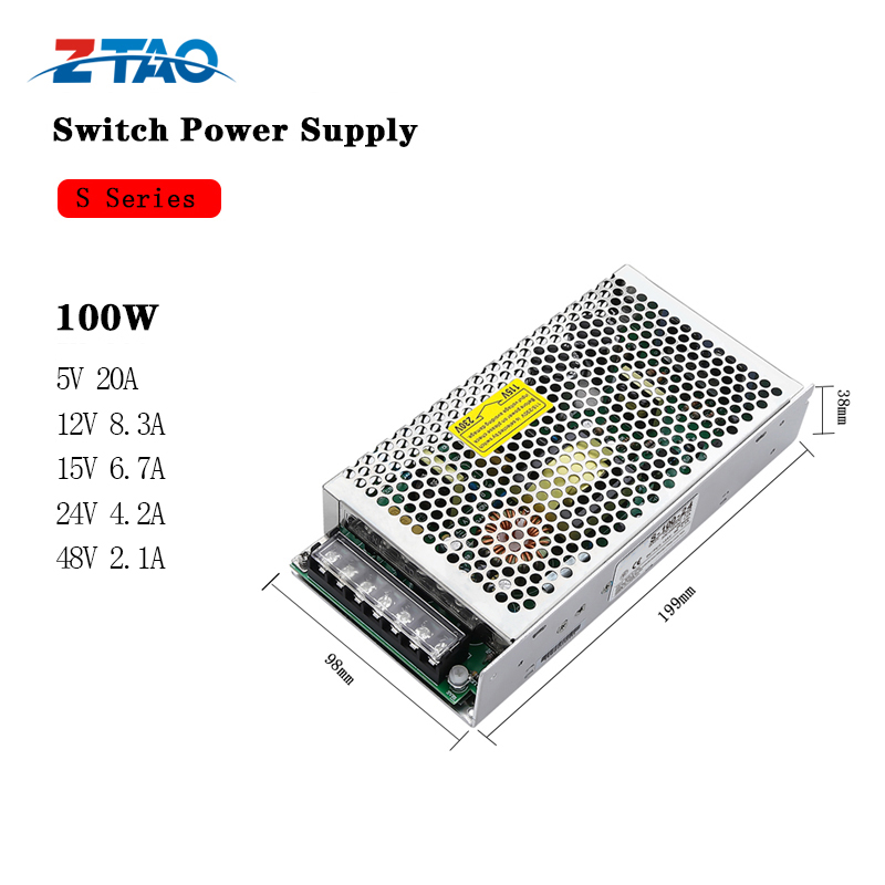 ZTAO 5v 12v 24v 36v 48v S-100-24 100w 4.2a AC DC Switching Power Supply