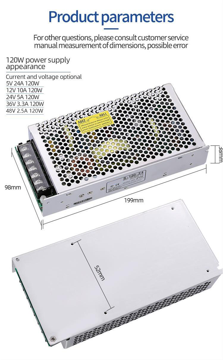S-120-24 5A Single Output 24V 120W DC Switching Power Supply for CCTV Camera