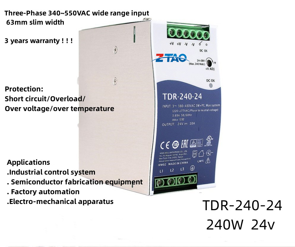 Tdr Switching Power Supply 240W 480W 960W 24V 40A Pfc DIN Rail Three-Phase Rail Power LED Driver