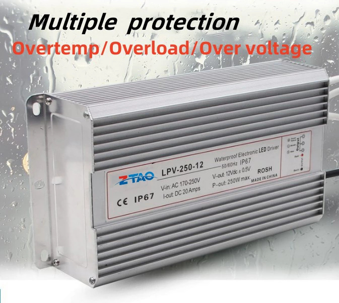 IP67 Outdoor Waterproof Power Supply Lpv 12V/24V/48V 30W 50W 60W 100W 200W 300W AC DC Electronic LED Driver