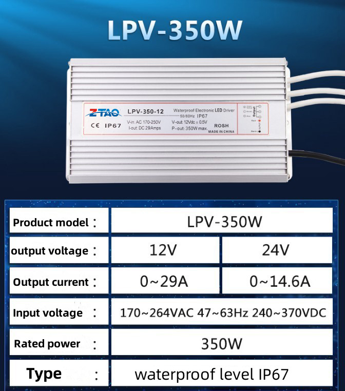 waterproof led power supply 12v 500W 400W 300w 200w ip67 led driver for outdoor led lighting