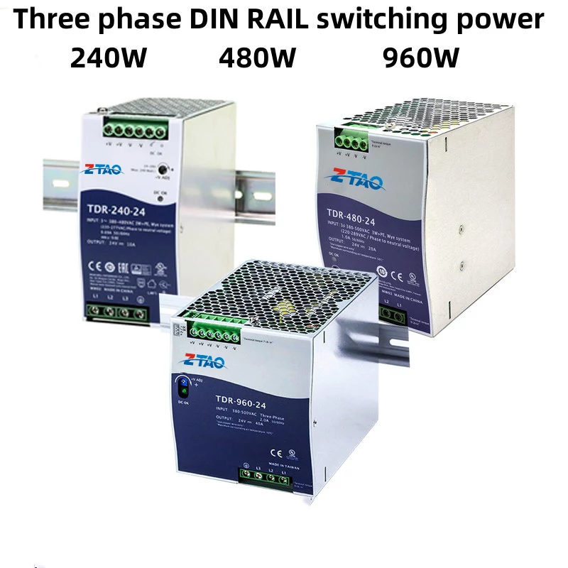 Tdr Switching Power Supply 240W 480W 960W 24V 40A Pfc DIN Rail Three-Phase Rail Power LED Driver