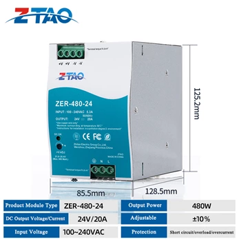 ZER-480-24 switch power supply Din rail power supply 24V 20A 48V 10A