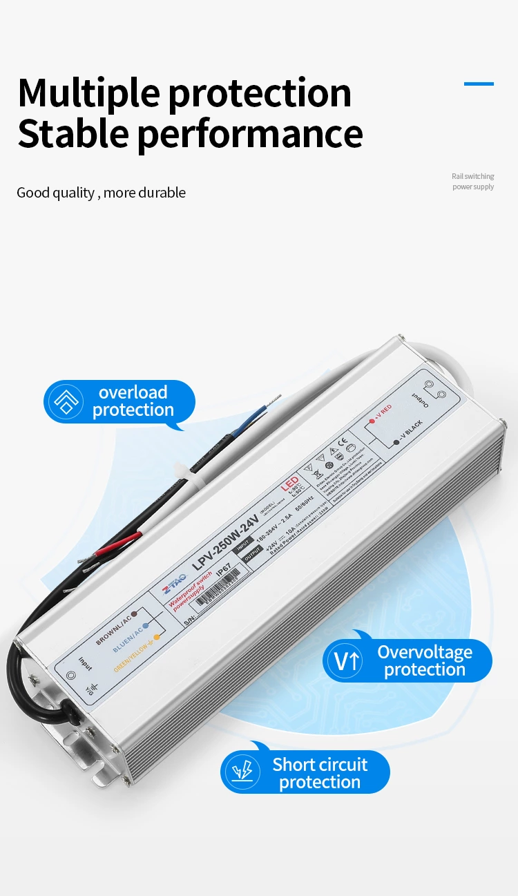 ZTAO 12v 250w Waterproof Switching Power for led lights 220V AC to DC Transforme