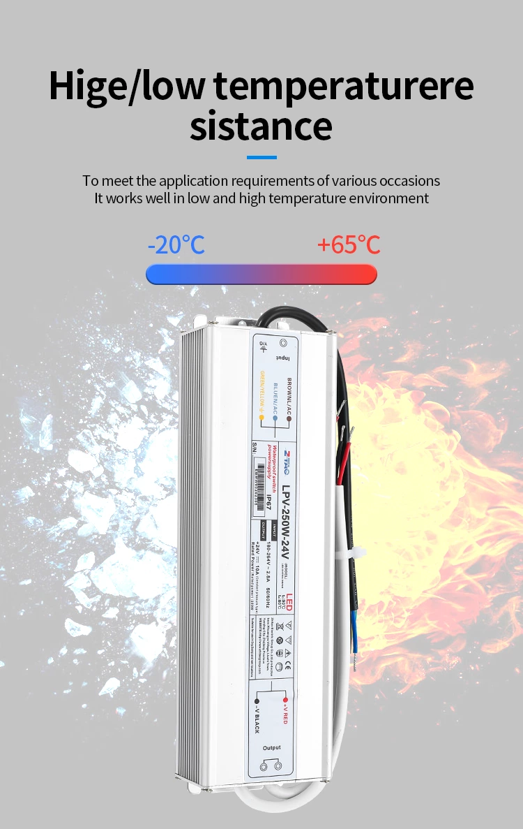 ZTAO 12v 250w Waterproof Switching Power for led lights 220V AC to DC Transforme