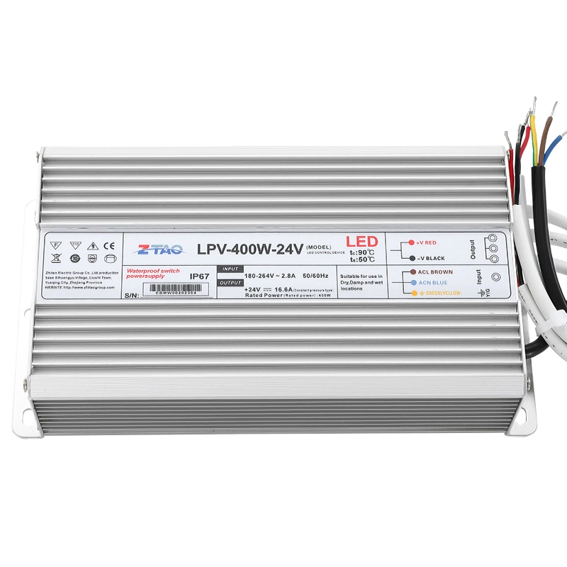 waterproof led power supply 12v 500W 400W 300w 200w ip67 led driver for outdoor led lighting