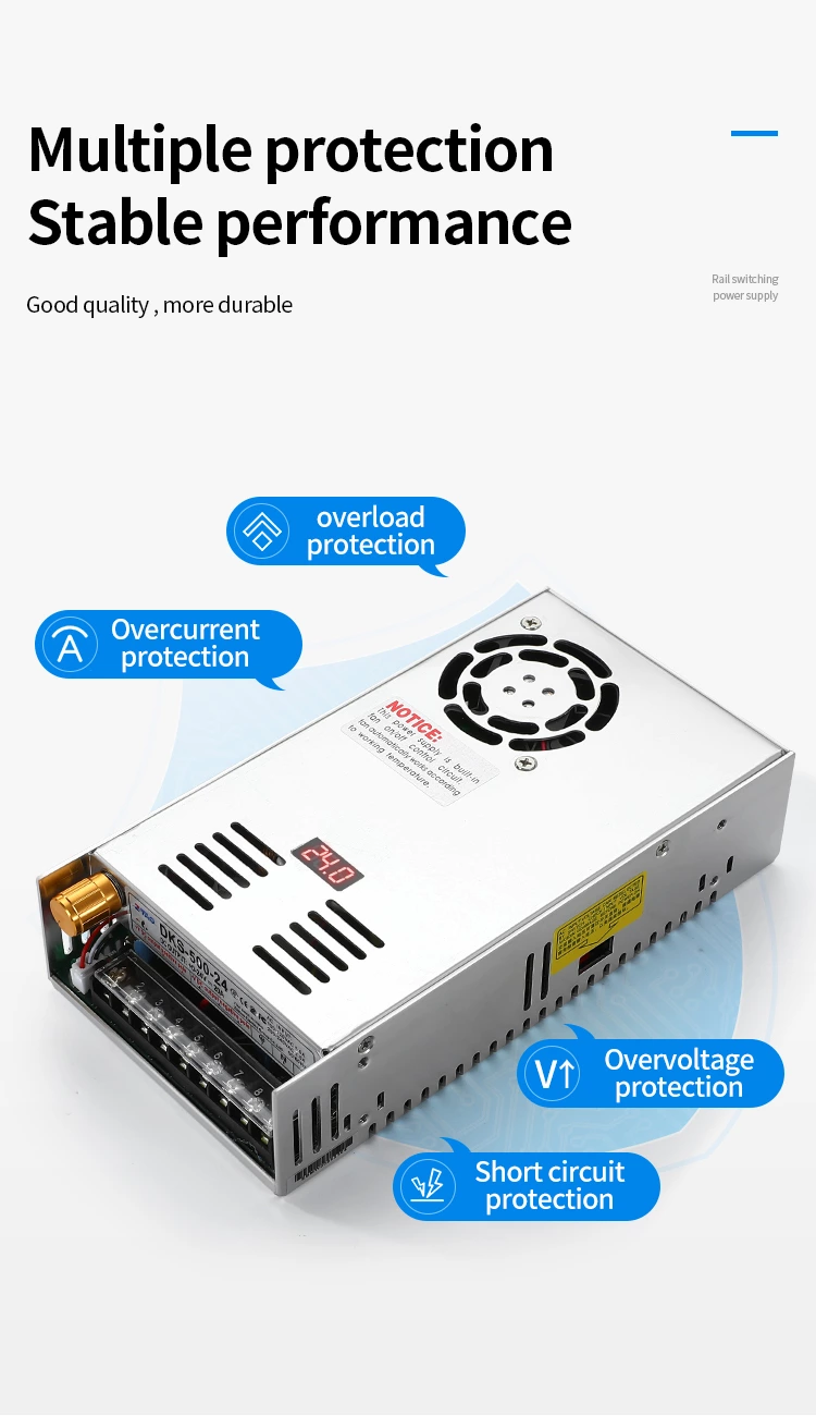 DKS-500-24 Digital Display Adjustable 24v 20A 500W 12V 48V  Industrial Switching Power Supply